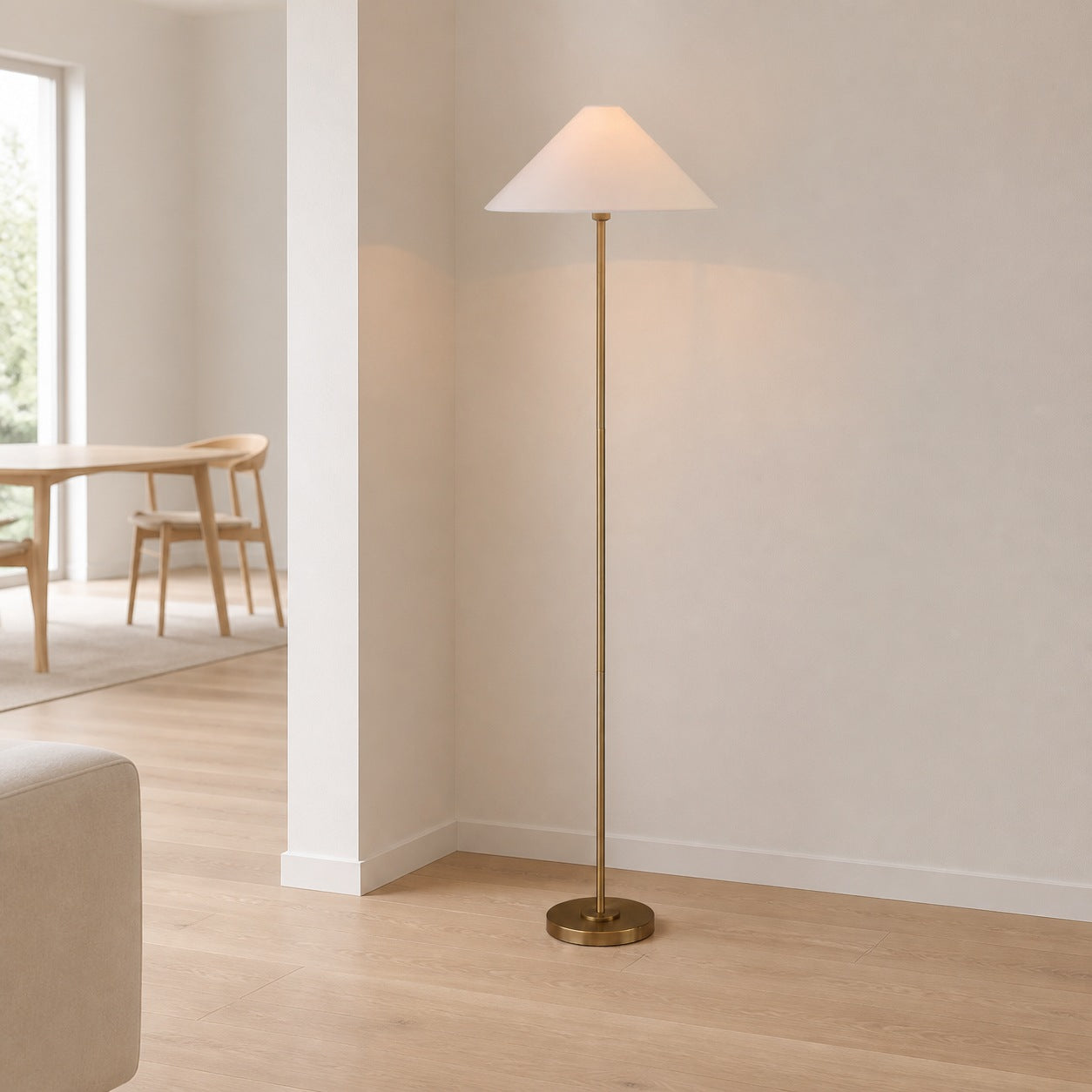 Diora Table & Floor Lamps - Linen Shade Modern Linear Style Sophisticated Accent