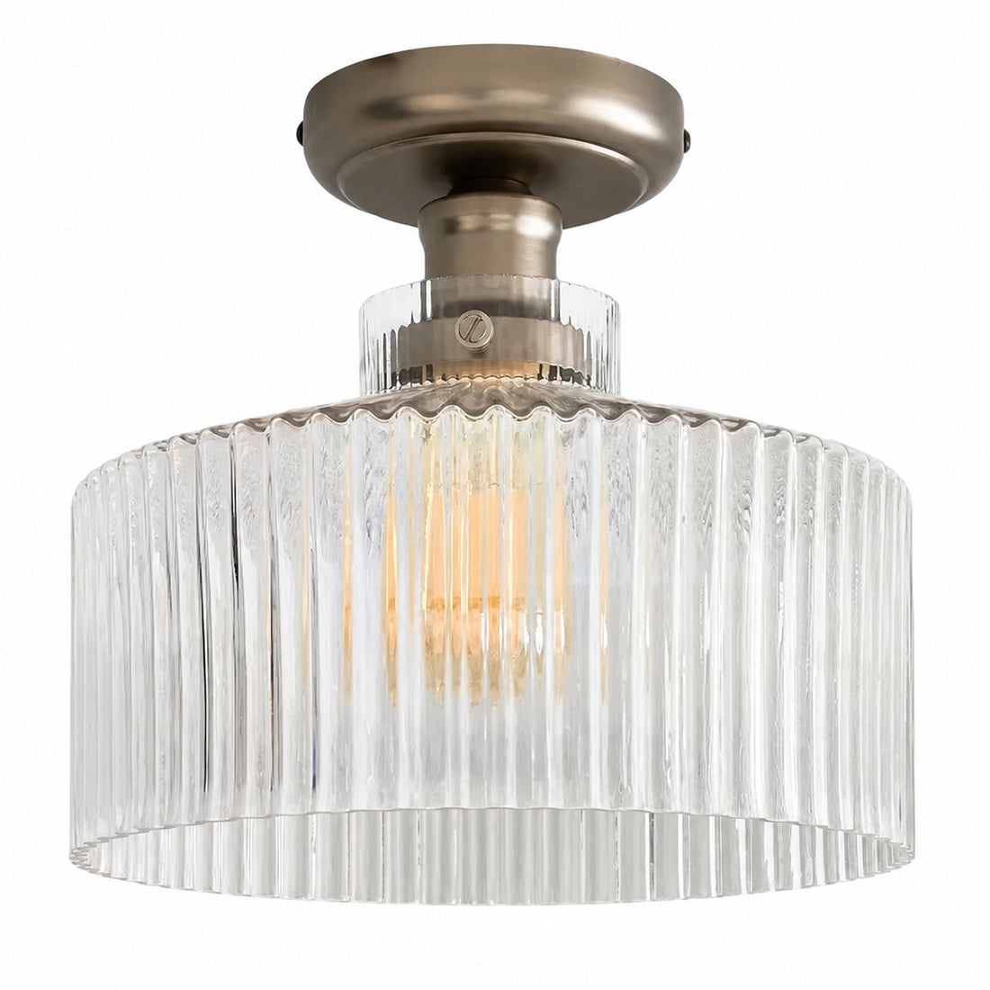 Ribora Vintage - Inspired Ribbed Glass Ceiling Lamp - Industrial Style Flush Mount for Modern Interiors U05