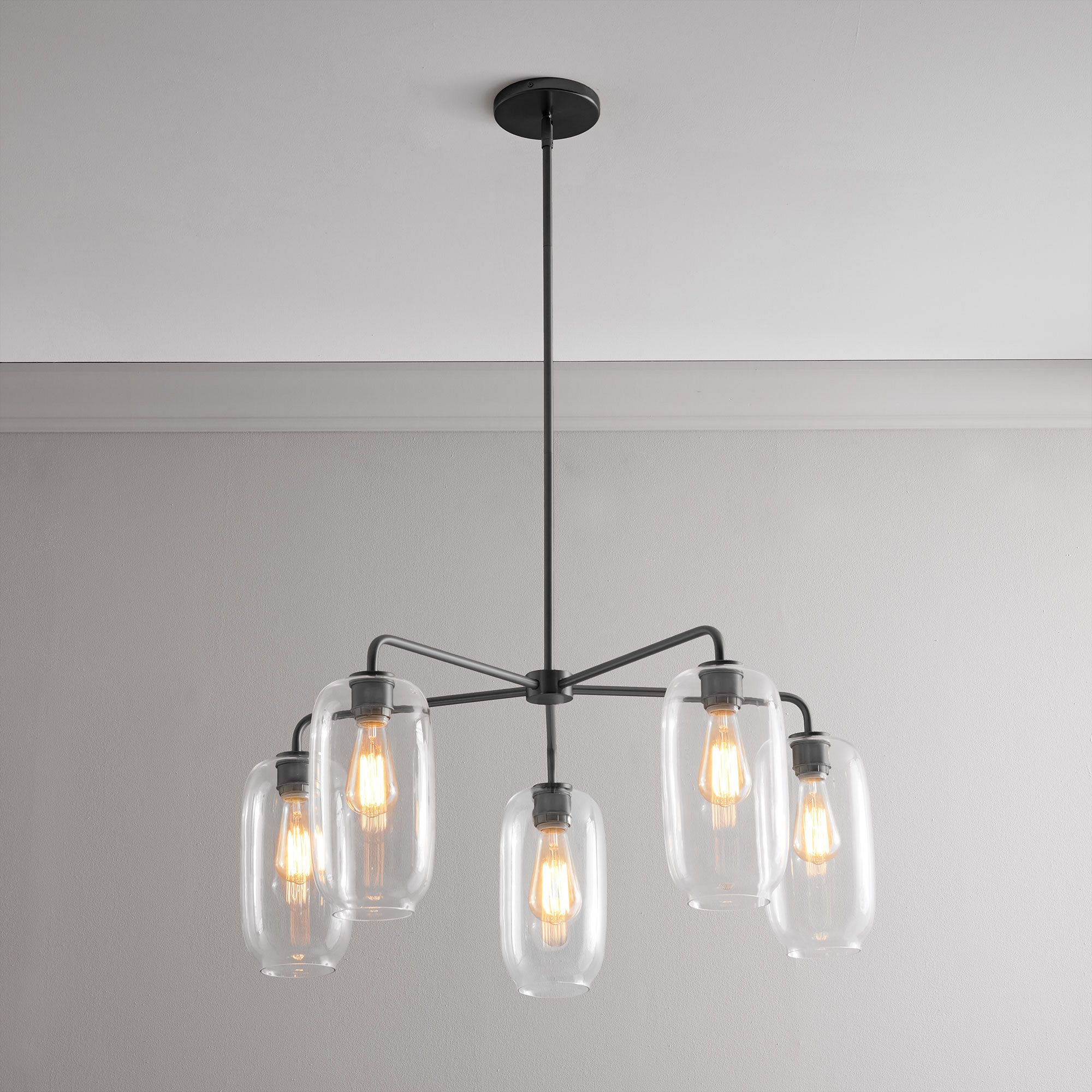 Lumivelle 5-Light Pebble Chandelier - Modern Glass Pendant Lighting