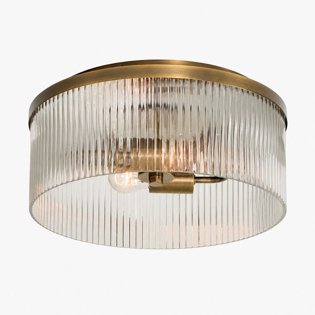 Bravira Flush Mount Ceiling Light - Ribbed & Bubbled Glass Metal Light