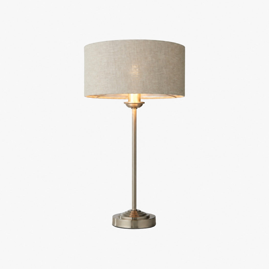 Tela 1‑Light and 3‑Light Table Lamp – Modern Linen & Metal for Bedside or Living Room