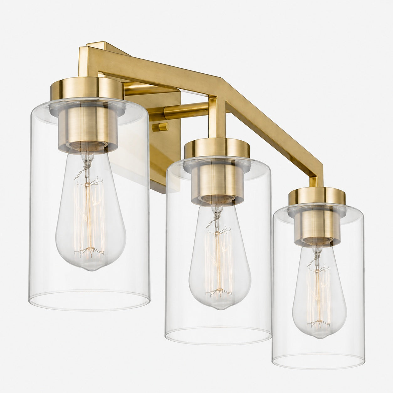 Brassiq Industrial Glass Cylinder Wall Lamp - Vintage Style Bathroom Vanity Light