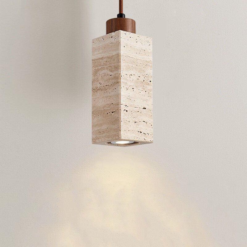 Wabi Sabi Solid Wood Stone Pendant Light