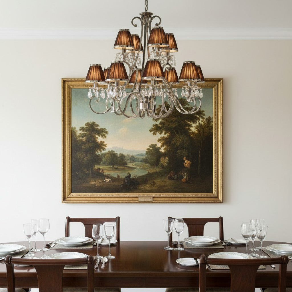 Talonis Multi-light Fabric Chandelier - Elegant Metal Curved Arms for Dining and Living