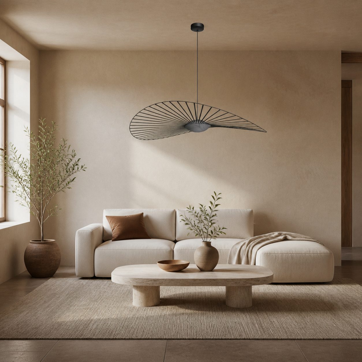 Spirava Modern Straw Hat Pendant Lamp - Nordic Hanging Light for Living N49