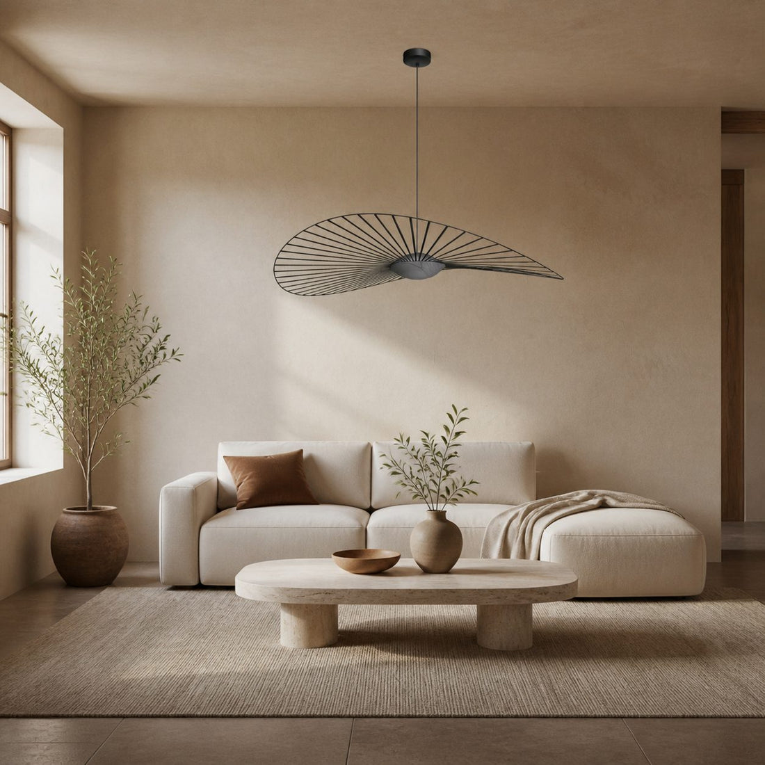 Spirava Modern Straw Hat Pendant Lamp - Nordic Hanging Light for Living N49