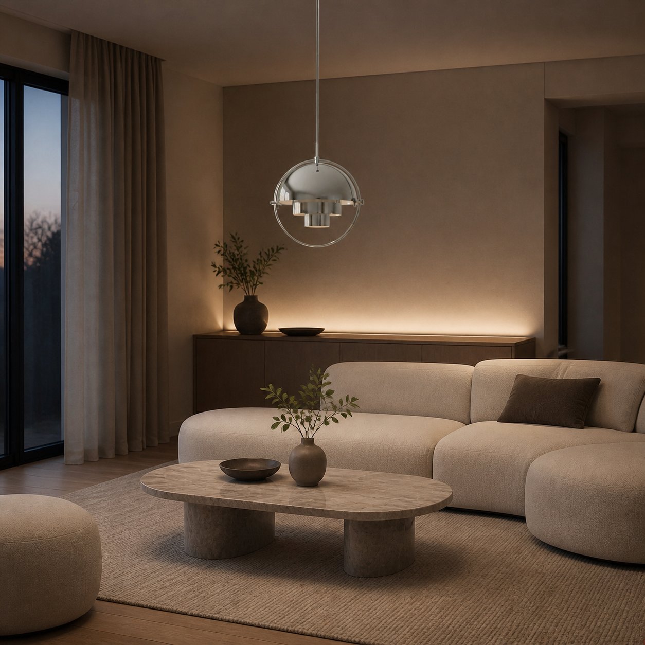Multiva Sculptural Pendant Light – Adjustable Chandelier in Danish Modern Style for Dining Areas N18