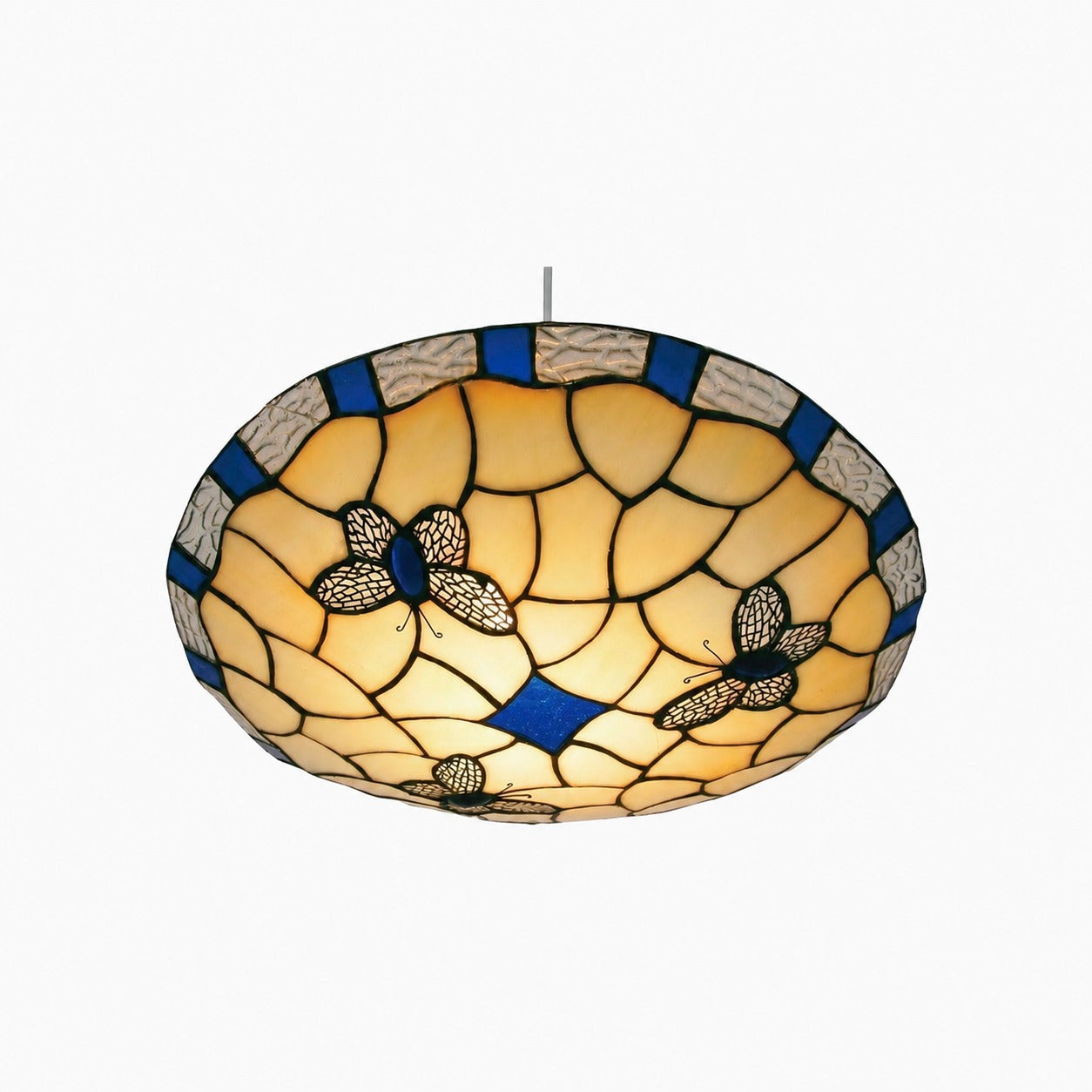 TF Butterfly Pendant Lamp - Decorative Stained Glass Pendant Light for Bedroom or Entryway