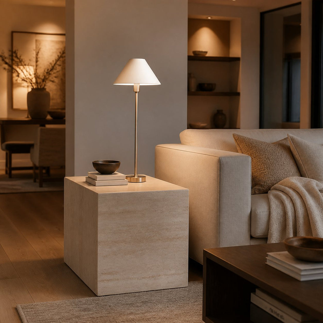 Diora Table & Floor Lamps - Linen Shade Modern Linear Style Sophisticated Accent