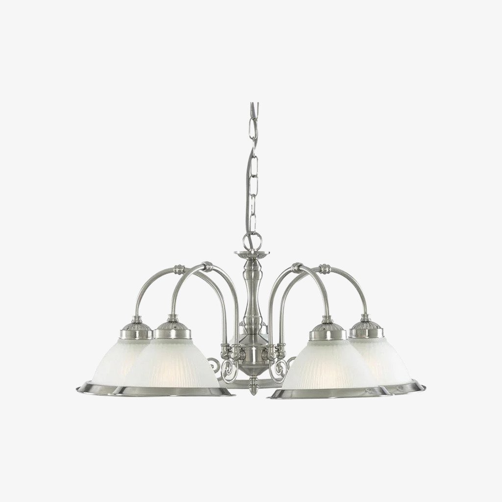 TF Vintora Ribbed Glass Pendant Light – Elegant Metal Trim for Kitchens, Dining Areas and Hallways