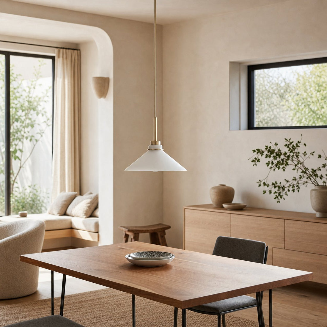 Aurenza Modern Farmhouse Pendant Light - Adjustable Shade for Warm Ambiance