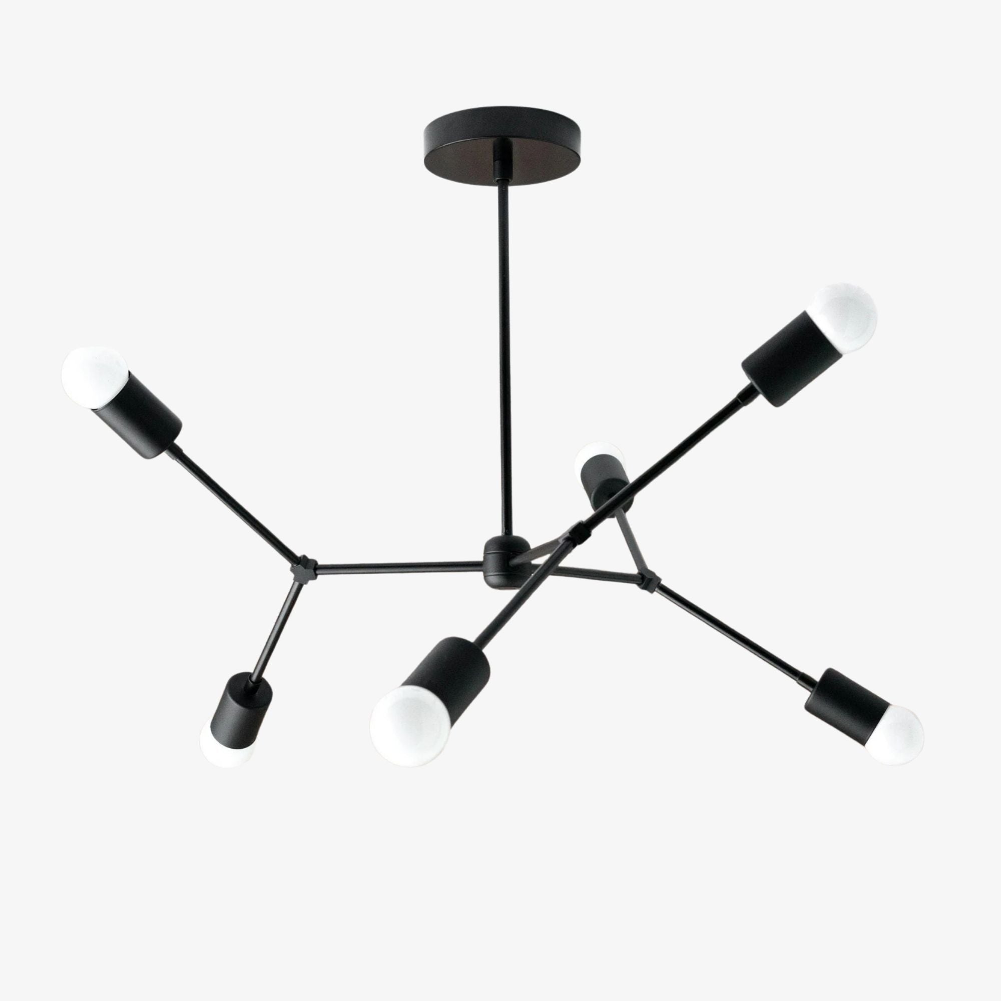 Lunivera Industrial Metal Chandelier – Sleek Geometric Ceiling Light Fixture for Living Room