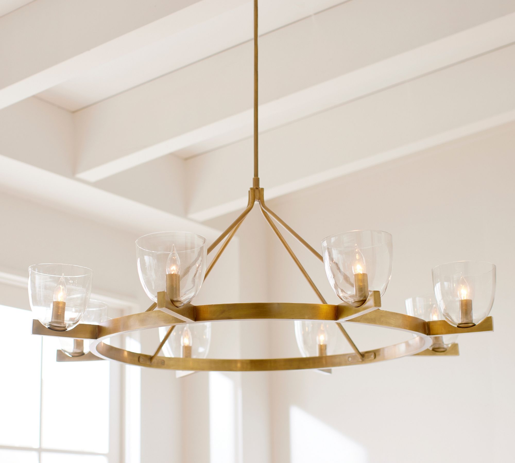 Auria Hand-blown Glass Metal Chandelier - Contemporary Brass Design