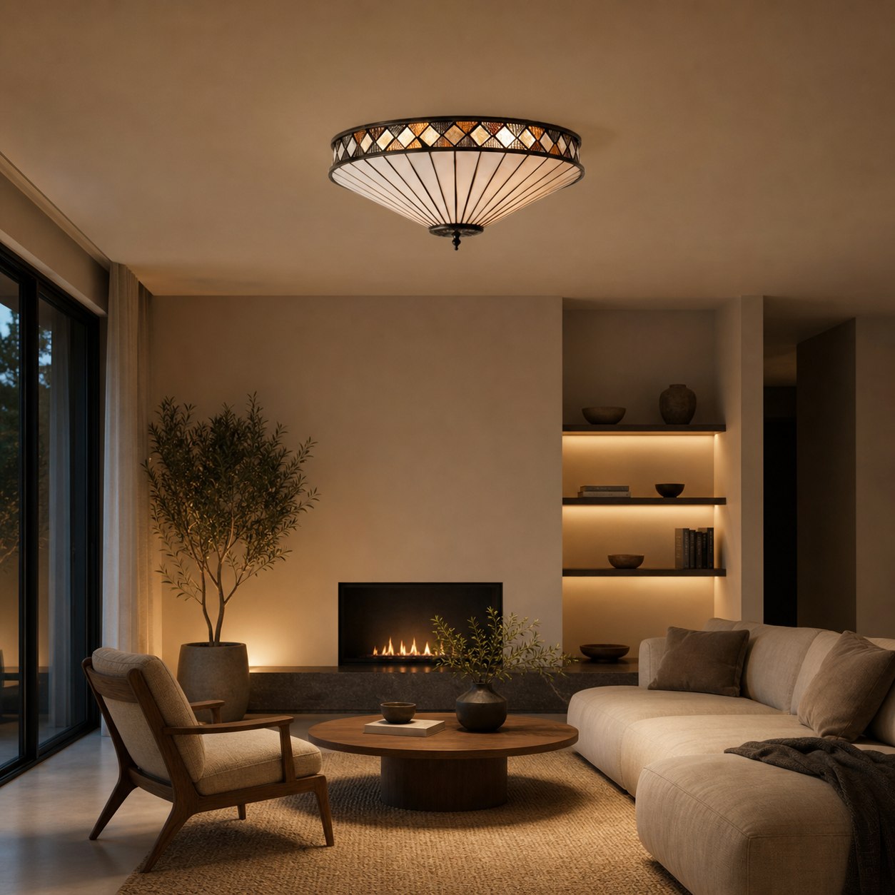 Fargo Tiffany Artistic Crystal Accents Ceiling Lamp for Living Room