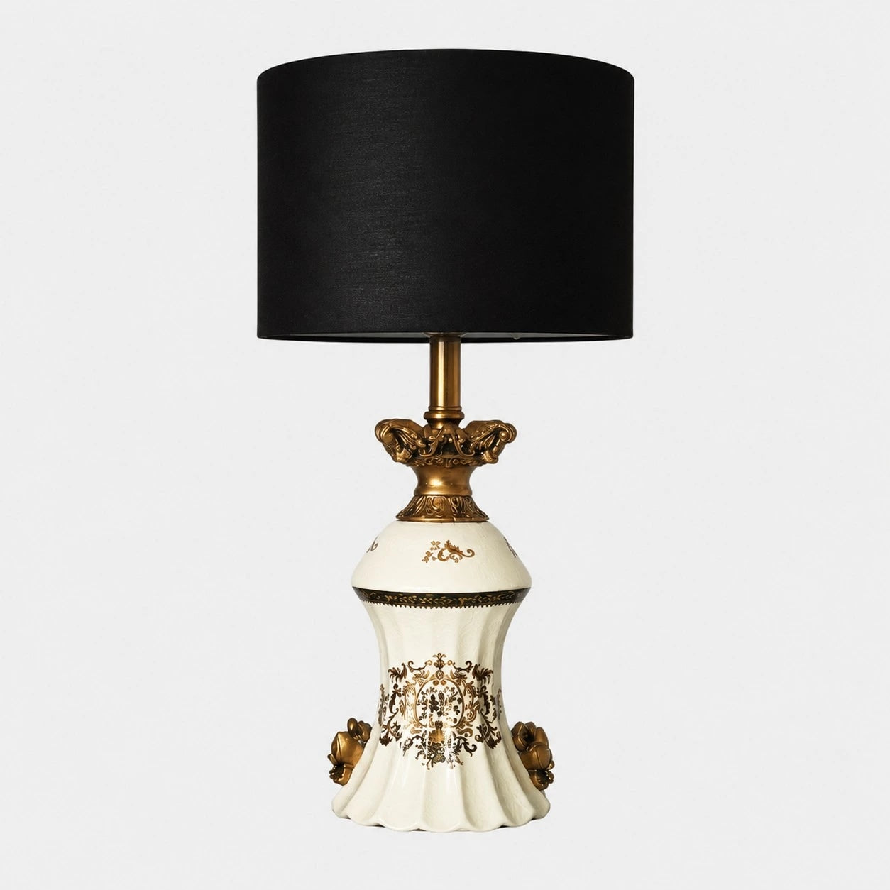 Ornate gold motif ceramic table lamp with dimmer switch
