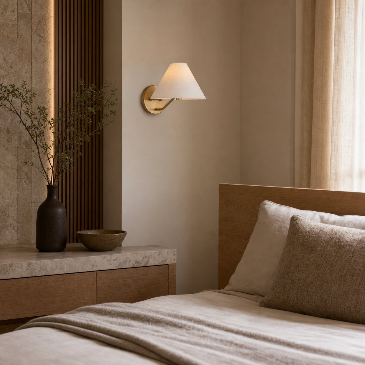Classic Inspired Wall Sconce with Soft Glow Fabric Shade for Indoor Spaces