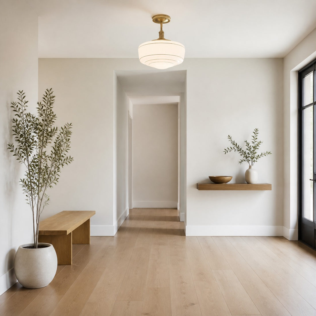 Nalaviro Modern Ceiling Light - Glass Shade for Living Room and Entryway