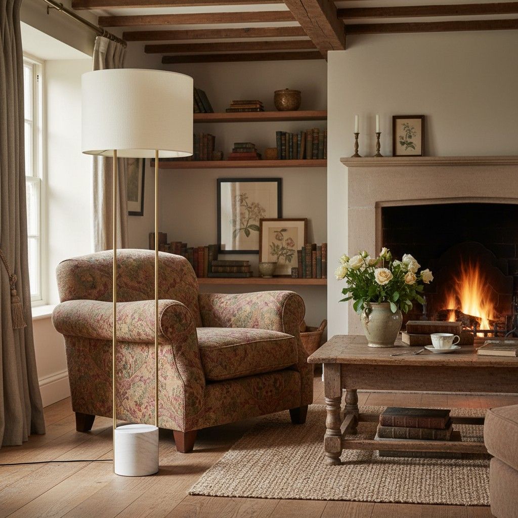 Luma Minimalist Industrial Table Lamp and Floor Lamp - Metal Frame with Soft Fabric Shade for Home and Office