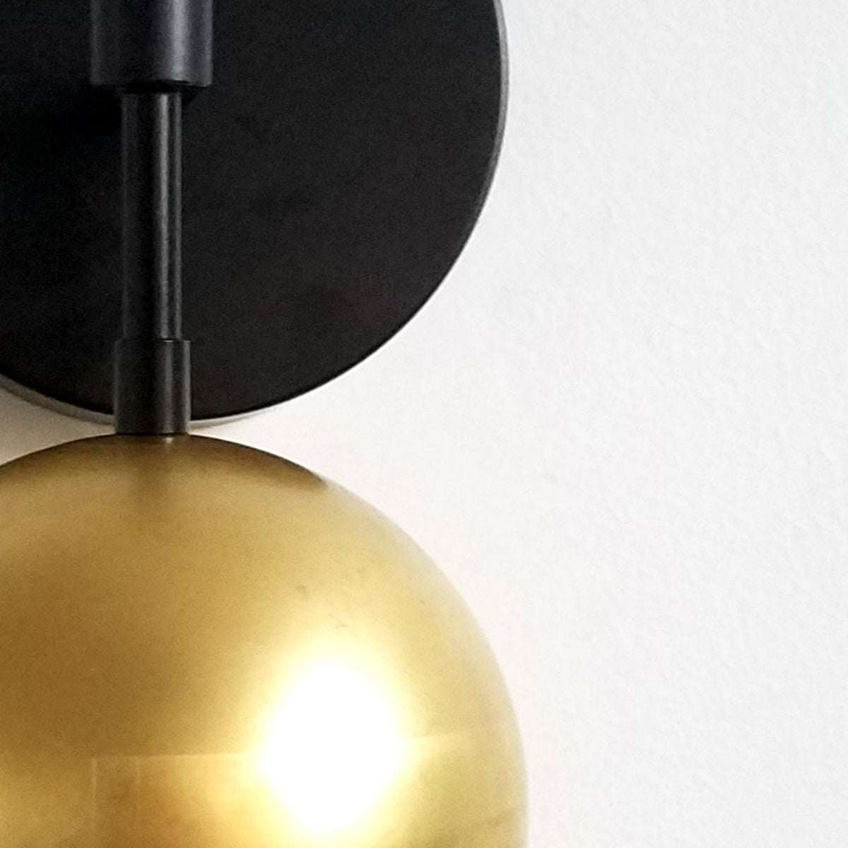 Raw Brass Wall Light - Double Ball Gold Metal Vanity Wall Sconce
