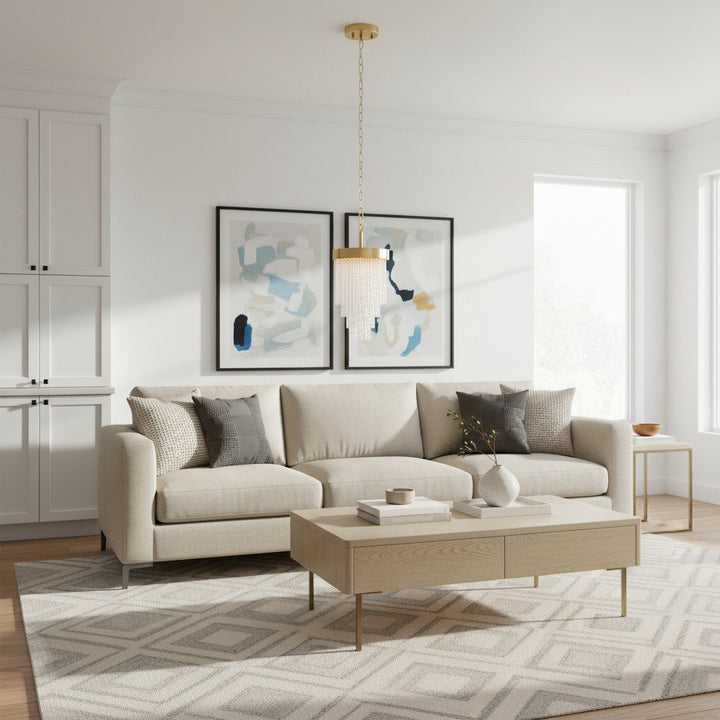 Cavara Multi-Tier Glass Rod Chandelie – Tiered Brass Pendant for Dining and Entry