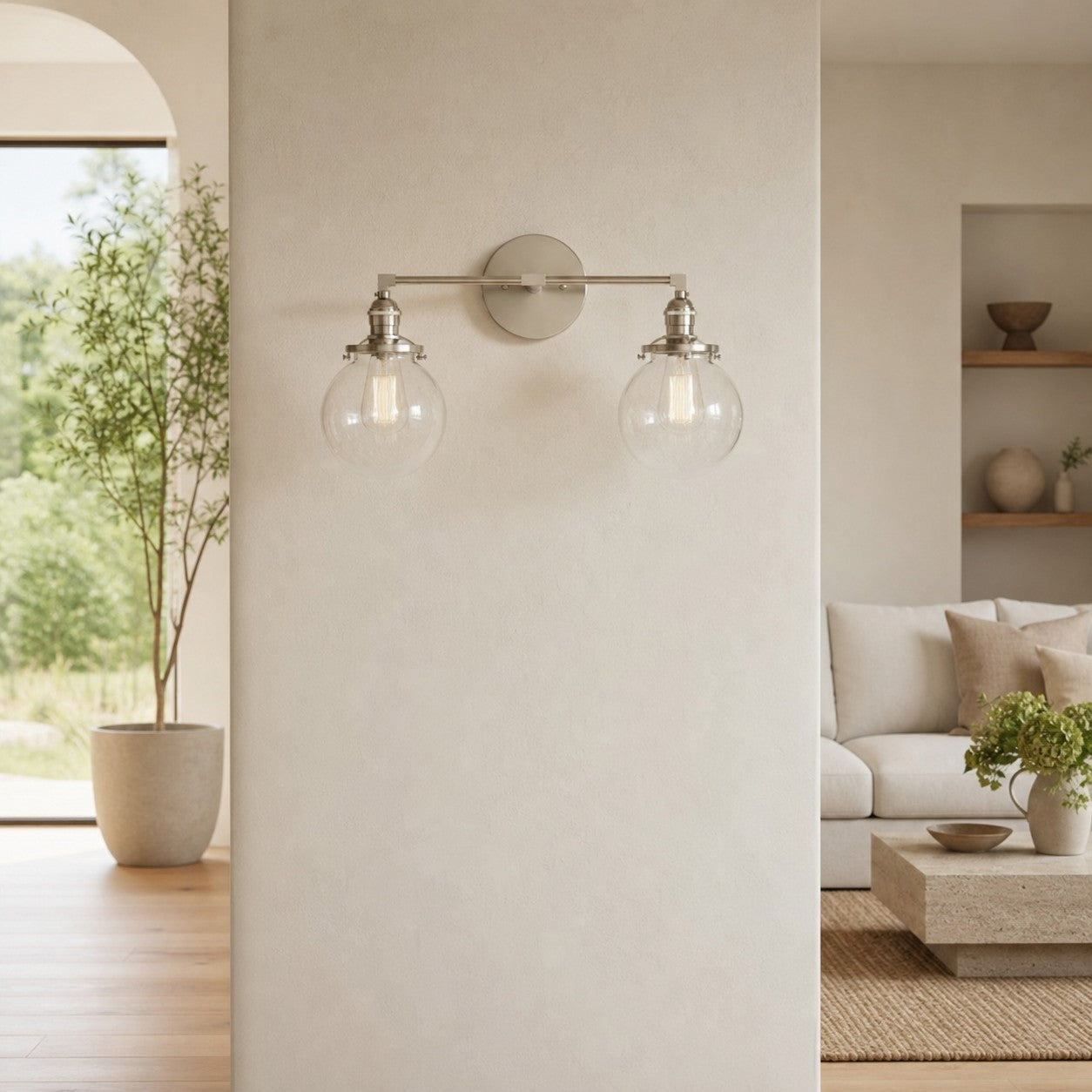 Lumio Globe Glass Globe Vanity Light - Modern Two Light Bathroom Sconce