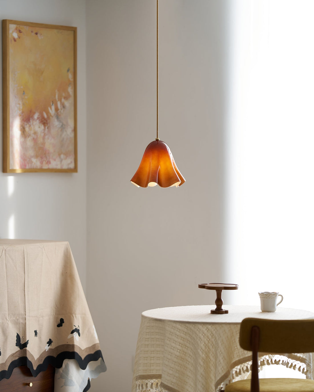 Bellina Artistic Glass Pendant Light - Modern Bloom Inspired Hanging Ceiling Lamp