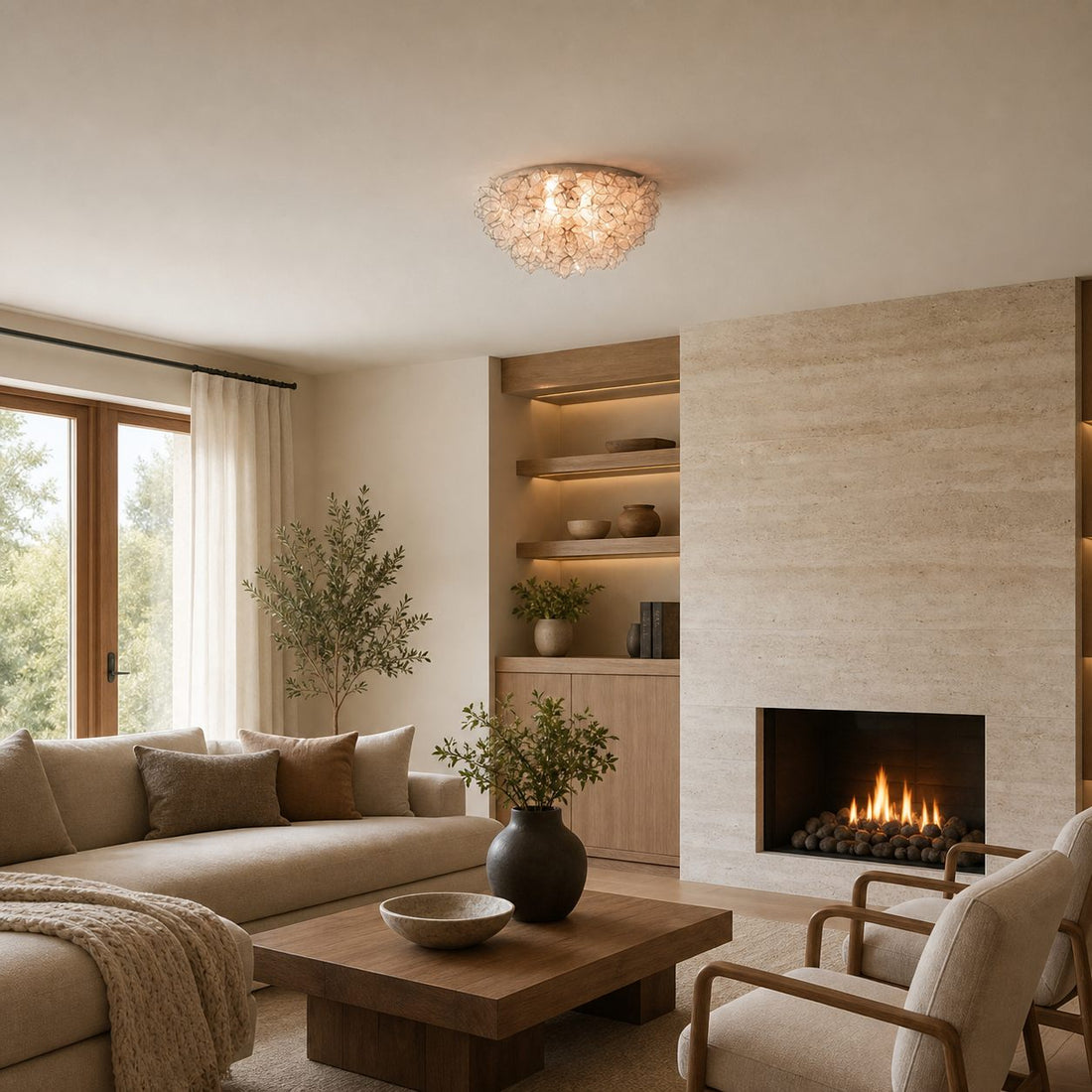 Florina Petal Flush Mount Light – Decorative Shell Petal Ceiling Fixture