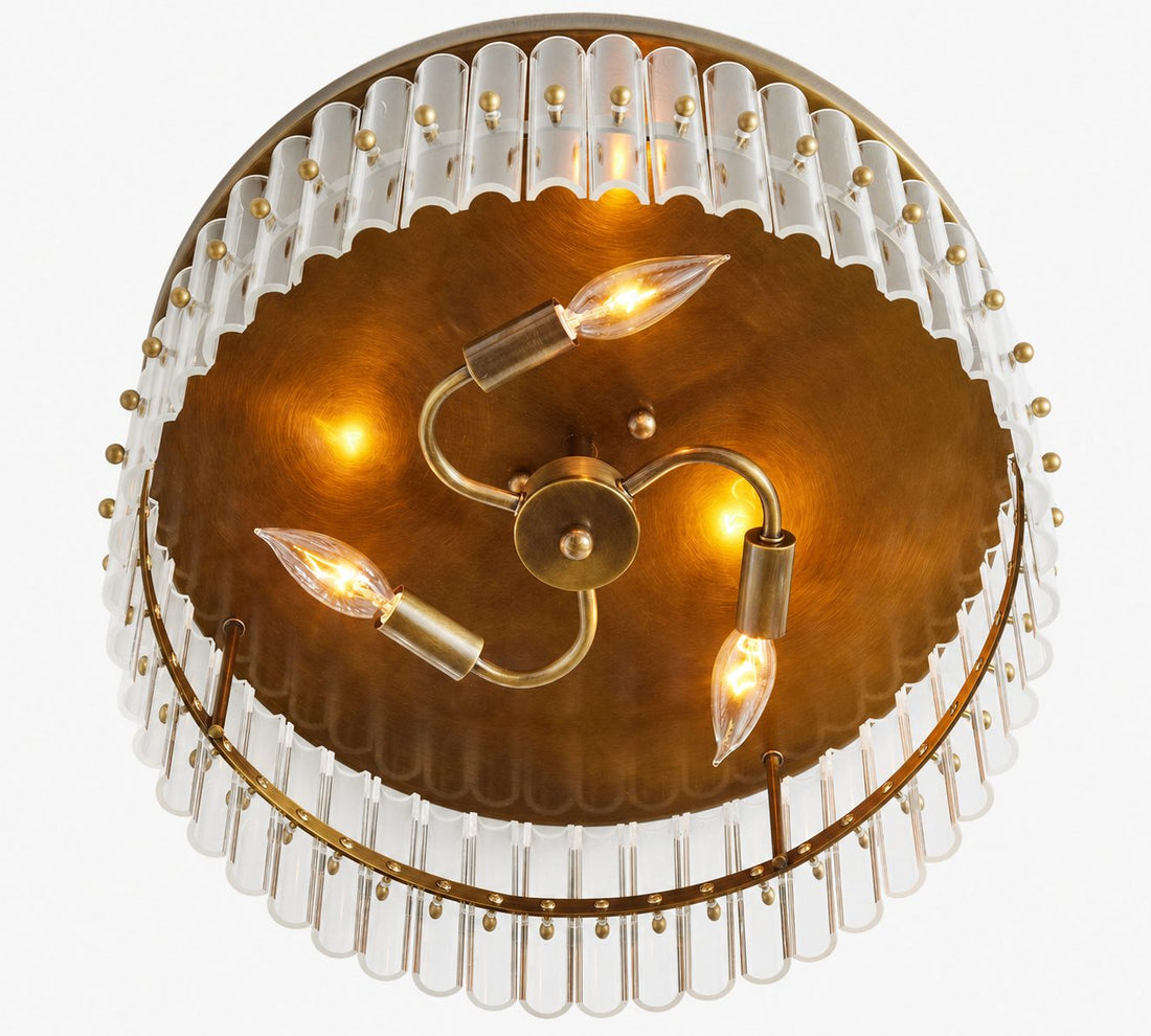 Lumora Crystal Flush Mount – Elegant Brass Ceiling Light