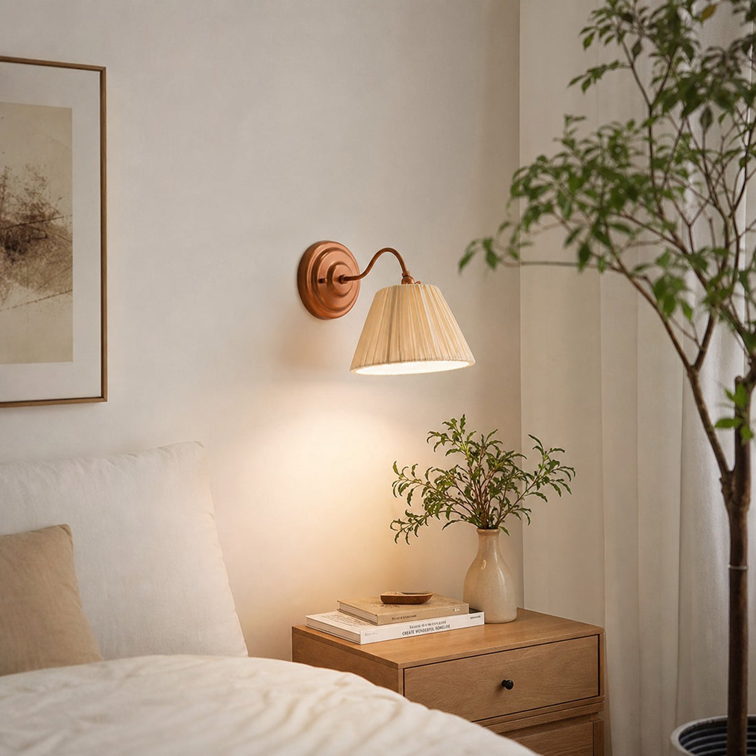 French Vintage Cream Pleated Shade Adjustable Wall Sconce