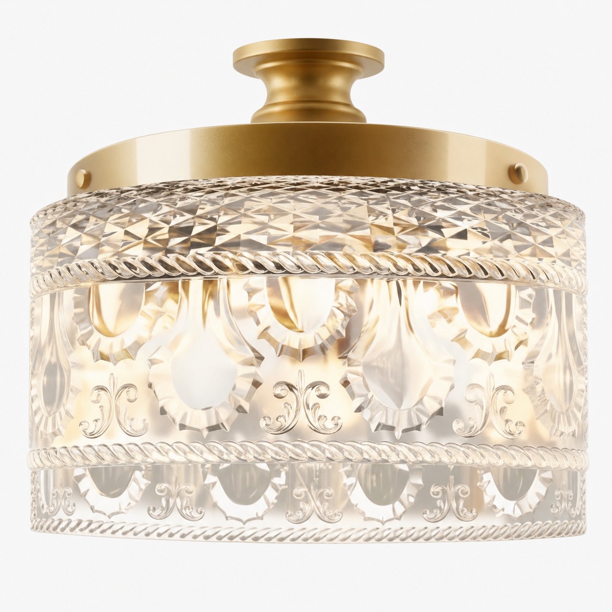 Zenarivo Vintage Floral Glass Semi Flush Mount Ceiling Light - Modern Cabin Style for Living Room