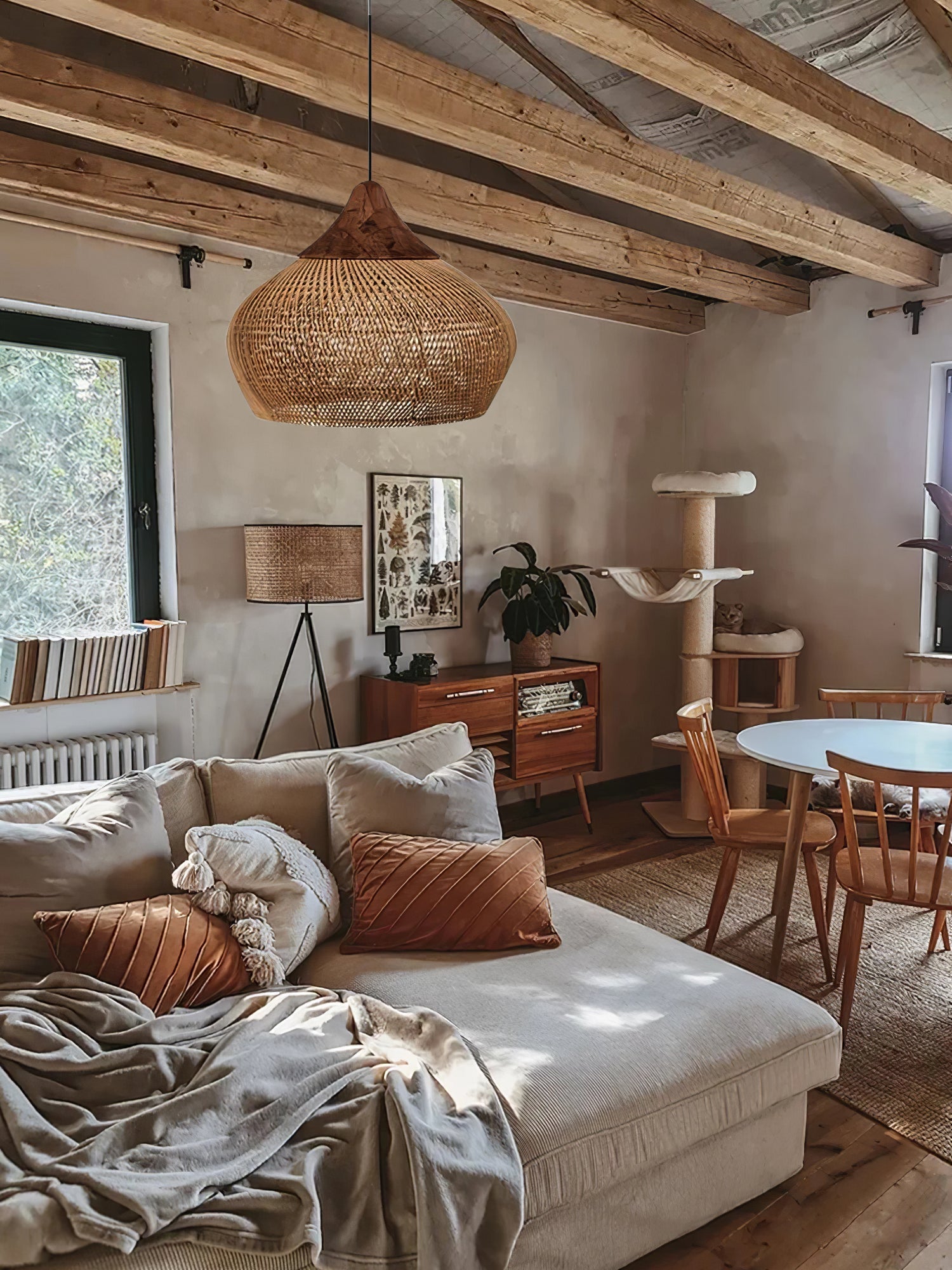 Harp Braided Rattan Pendant Lamp