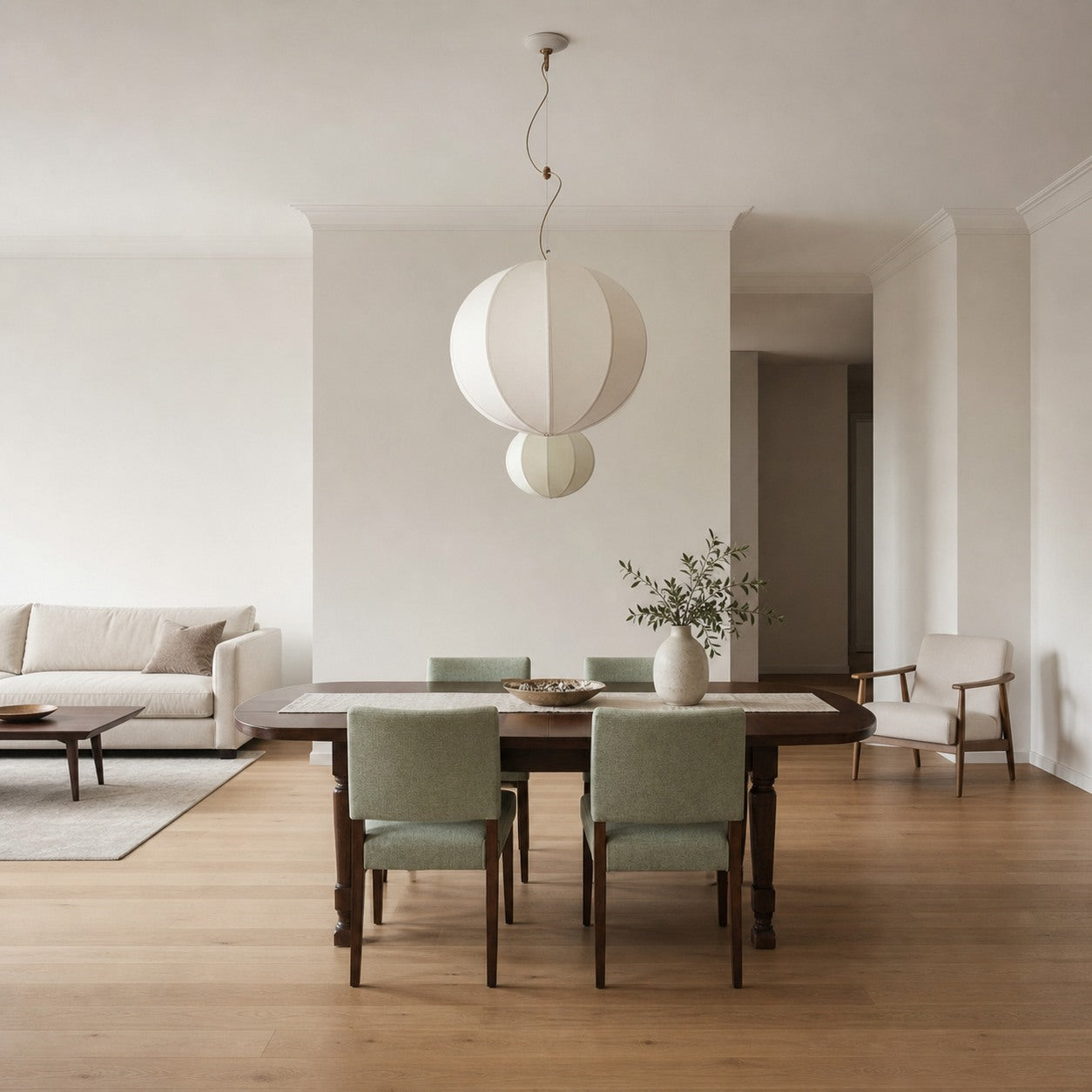 Alvian Adjustable Pendant Light with Linen Shade for Dining Room and Kitchen Island