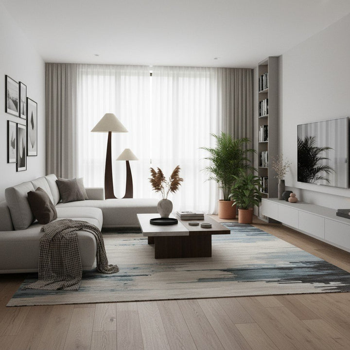 Cordove Arc Floor Lamp – Modern Organic Solid Wood & Fabric for Living Rooms