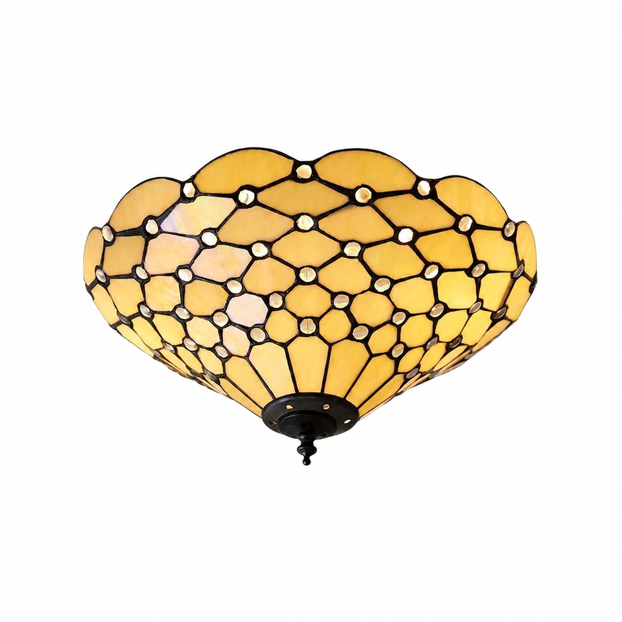 TF Pearl Handcrafted Tiffany Ceiling Light – Art Deco Stained Glass Light for Hallway or Living Room