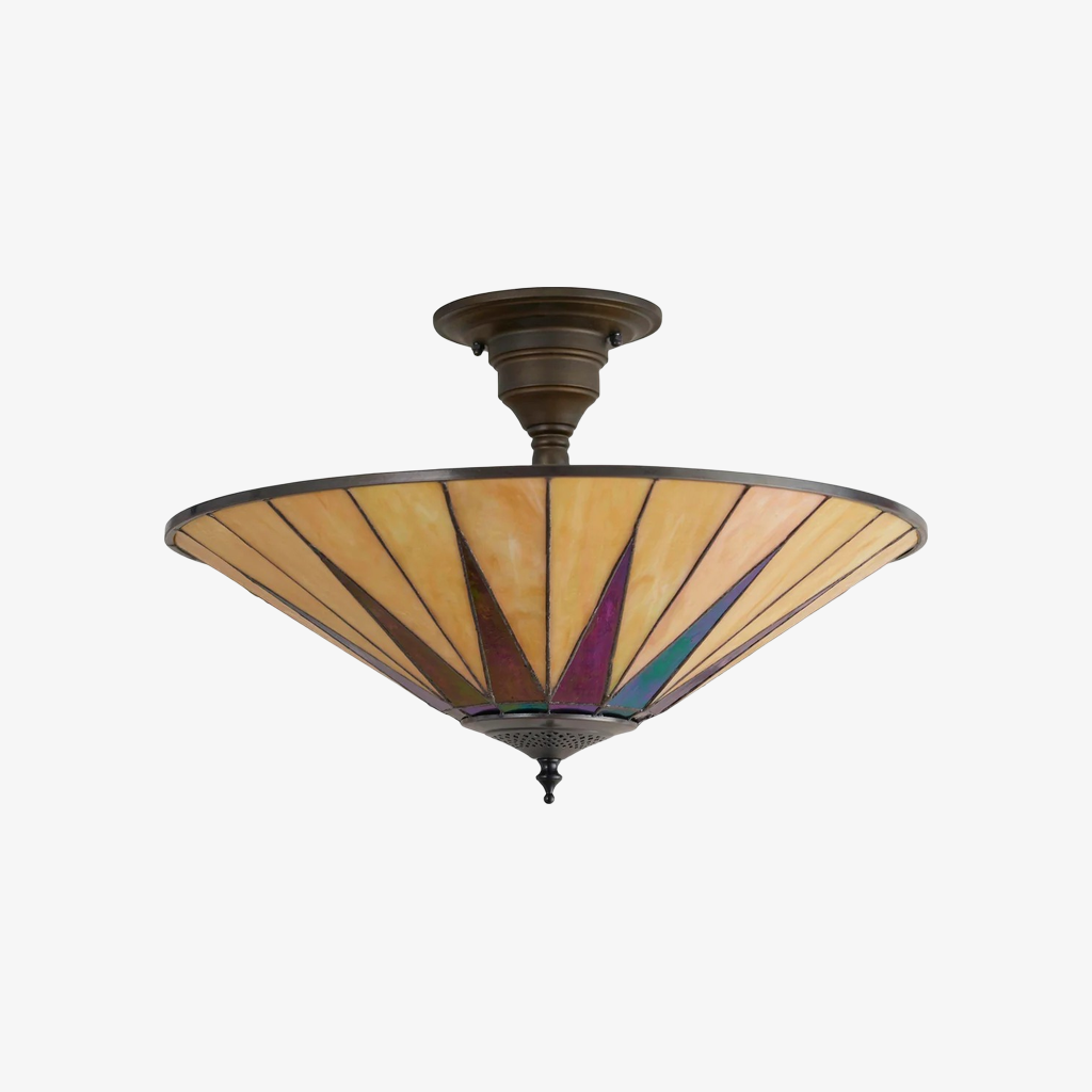 TF Dark Star Tiffany Ceiling Lamp – Stained Glass Star Design for Dining or Hall