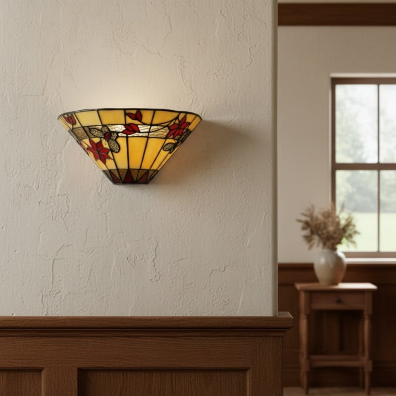 TF Butterfly Wall Sconce – Stained Glass Butterfly Design Wall Light for Bedroom and Living Room