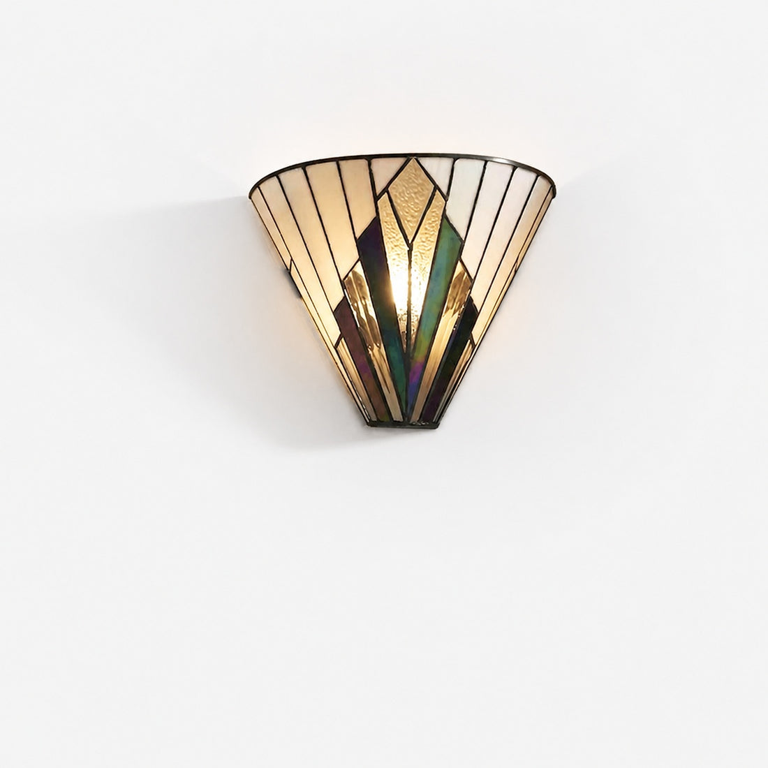 TF Astoria Vintage Fan-Shaped Wall Lamp — Handcrafted Art Glass — For Bedroom Accent Light