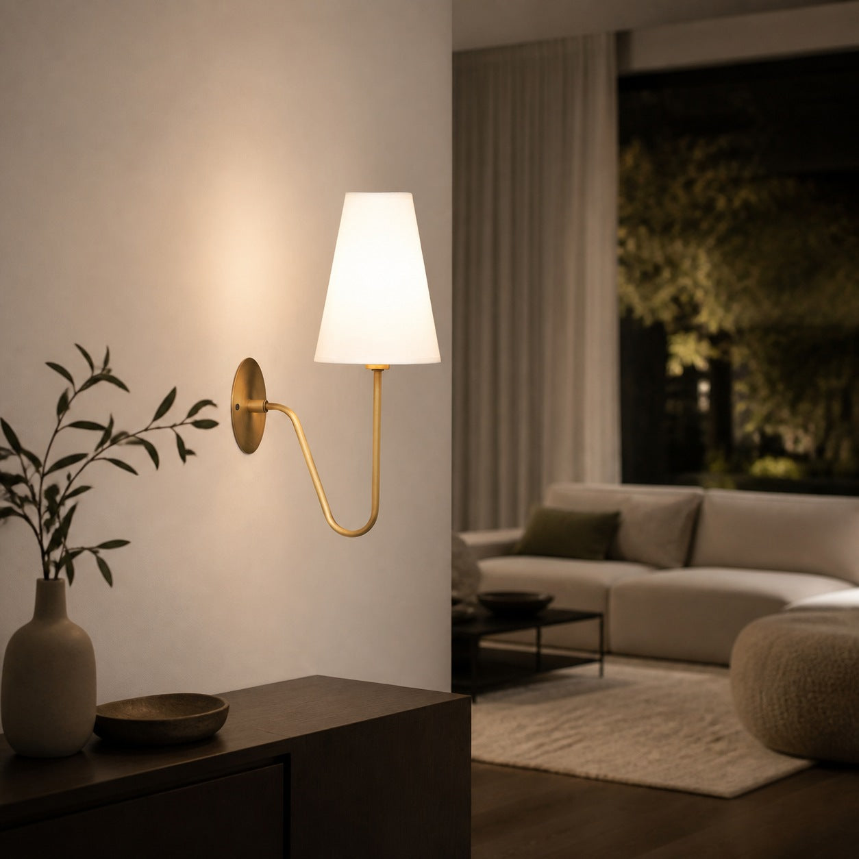 Organic Glass Scoop Wall Light – Minimalist Modern Decorative Ambient Sconce for Living Room