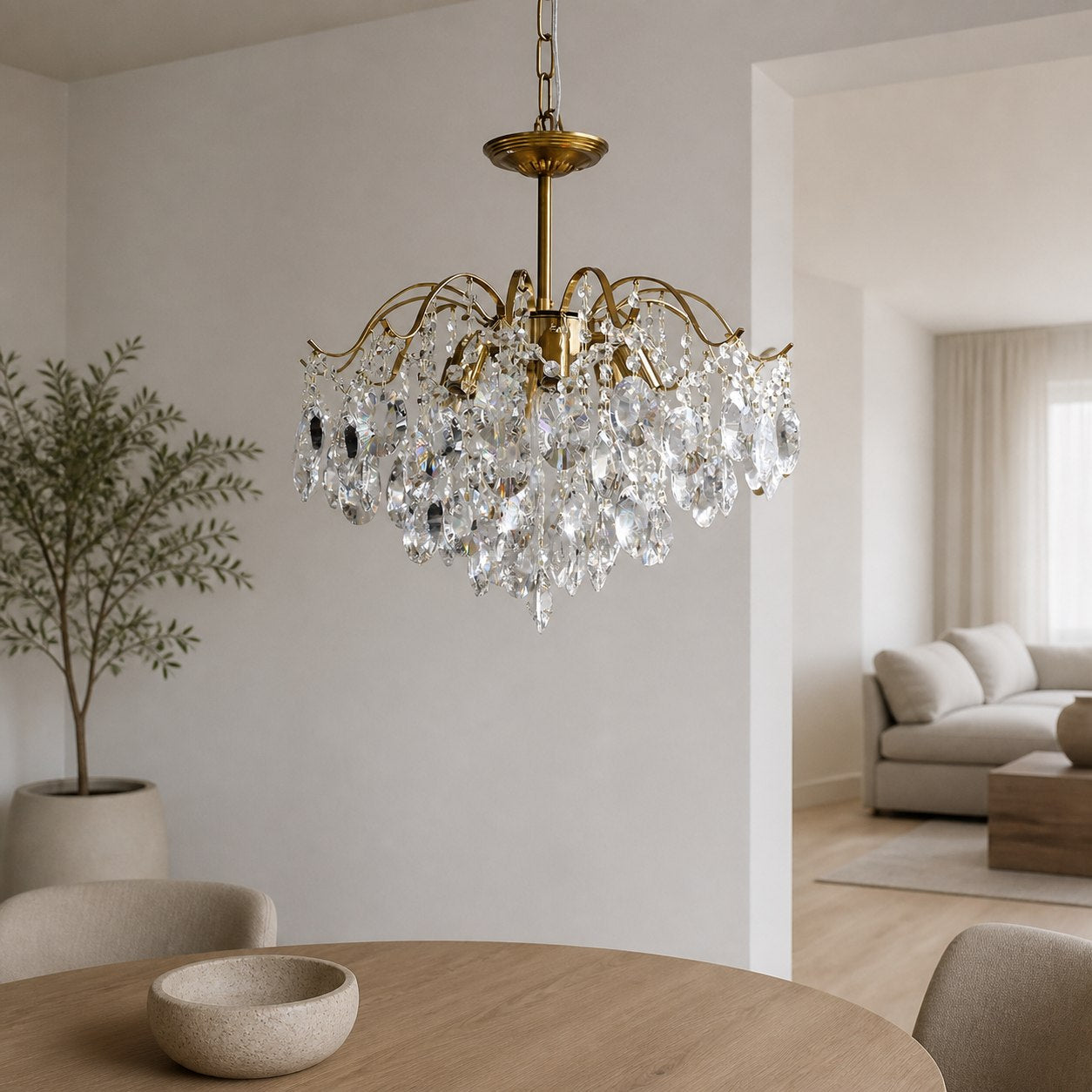 Vintage Sumptuous Teardrop Crystal Chandelier