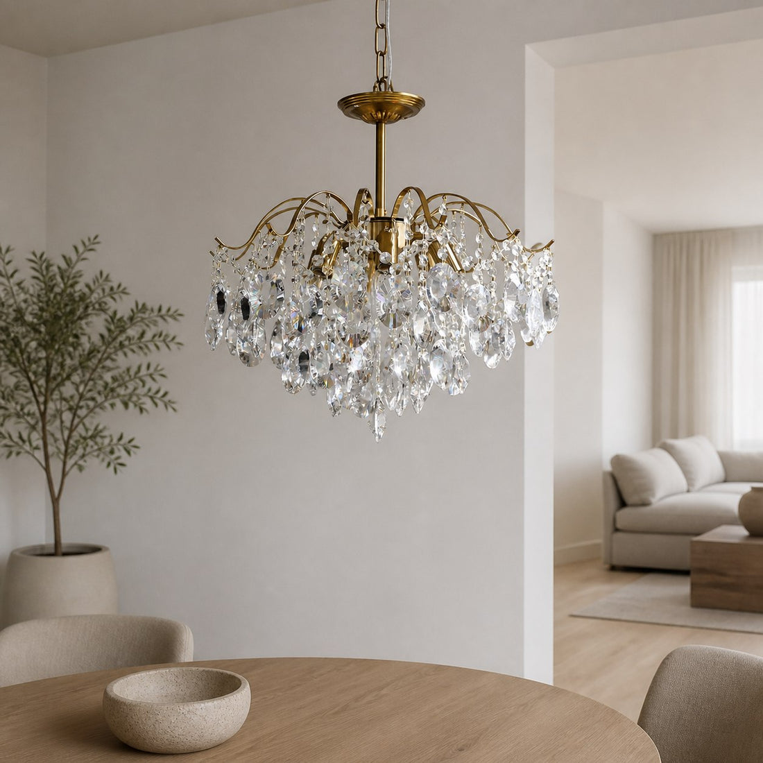 Vintage Sumptuous Teardrop Crystal Chandelier