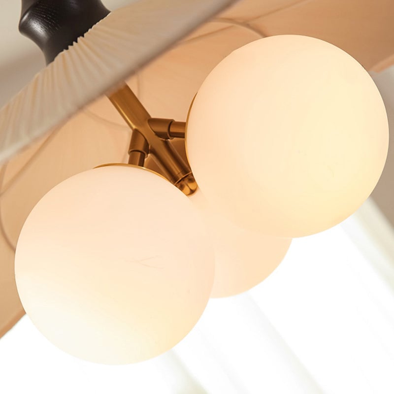 Orrise Vintage Inspired 3 Light Hanging Chandelier - Wood Metal and Fabric Accents Home Lighting