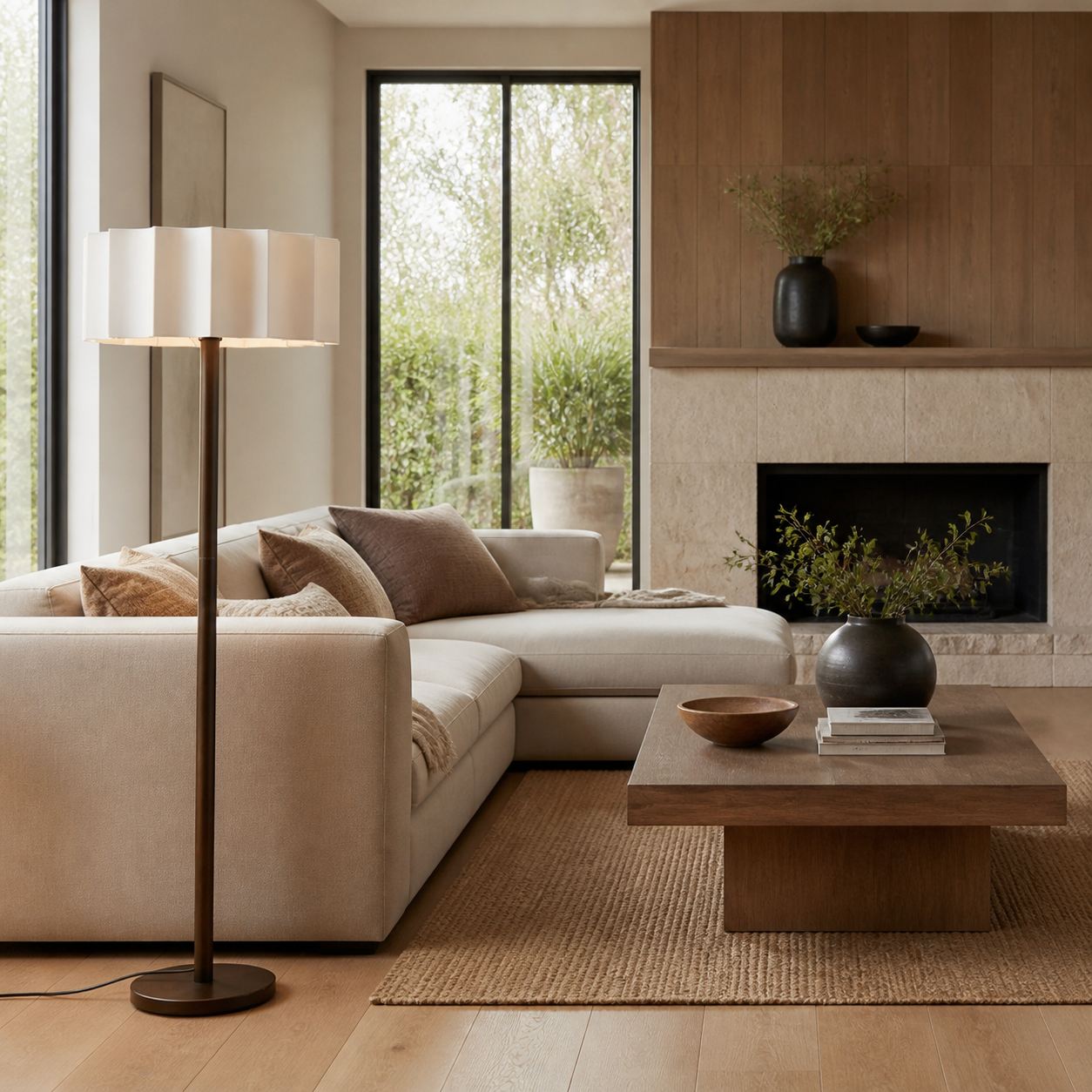 Cavilon Modern Floor Lamp - Slim Profile and Soft Shade Contemporary Metal Lighting for Bedroom