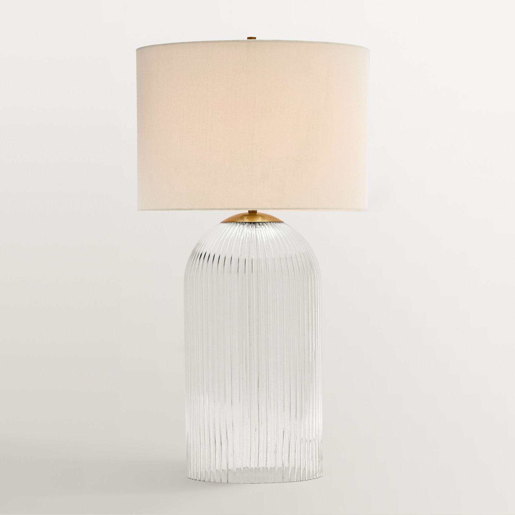 Bravira Ribbed Glass Table Lamp - Modern Lighting with Linen Shade