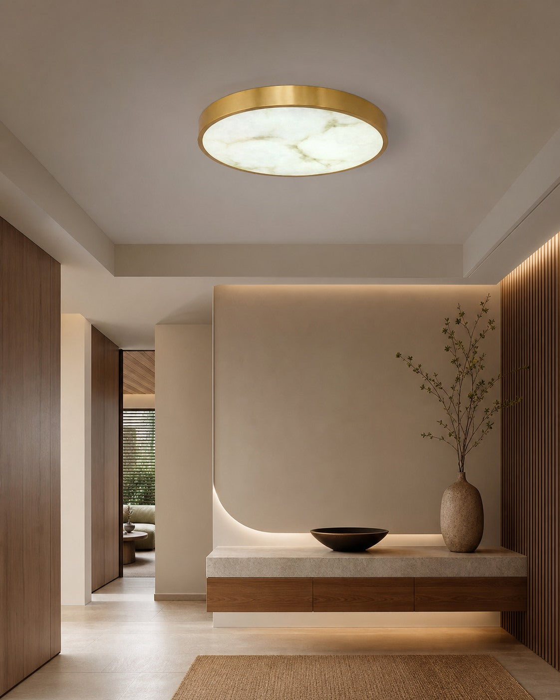 Geometric Alabaster Recessed Ceiling Light