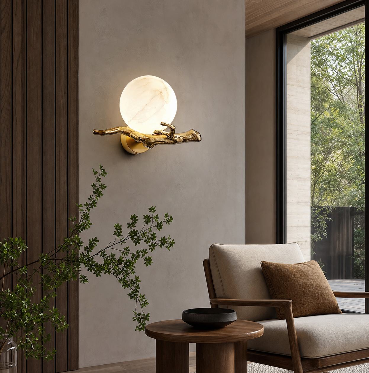 Retro Twigs Alabaster Wall Lamp