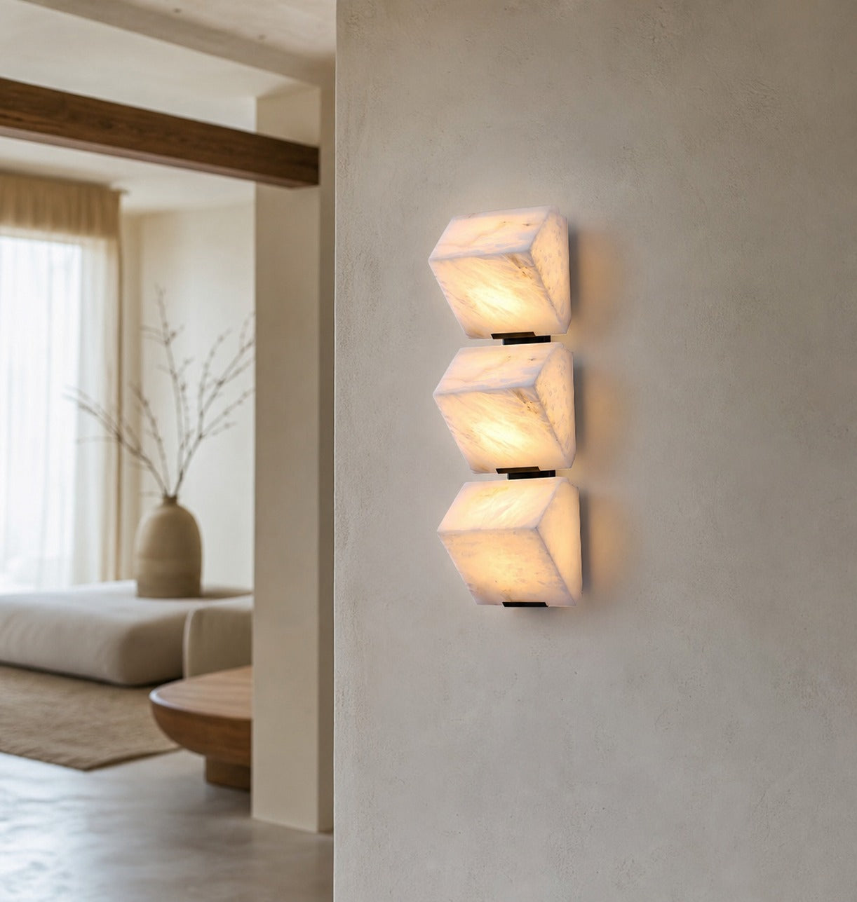 Modern Alabaster Wall Lamp – Minimalist Staircase Sconce for Hallway Corridor Lighting