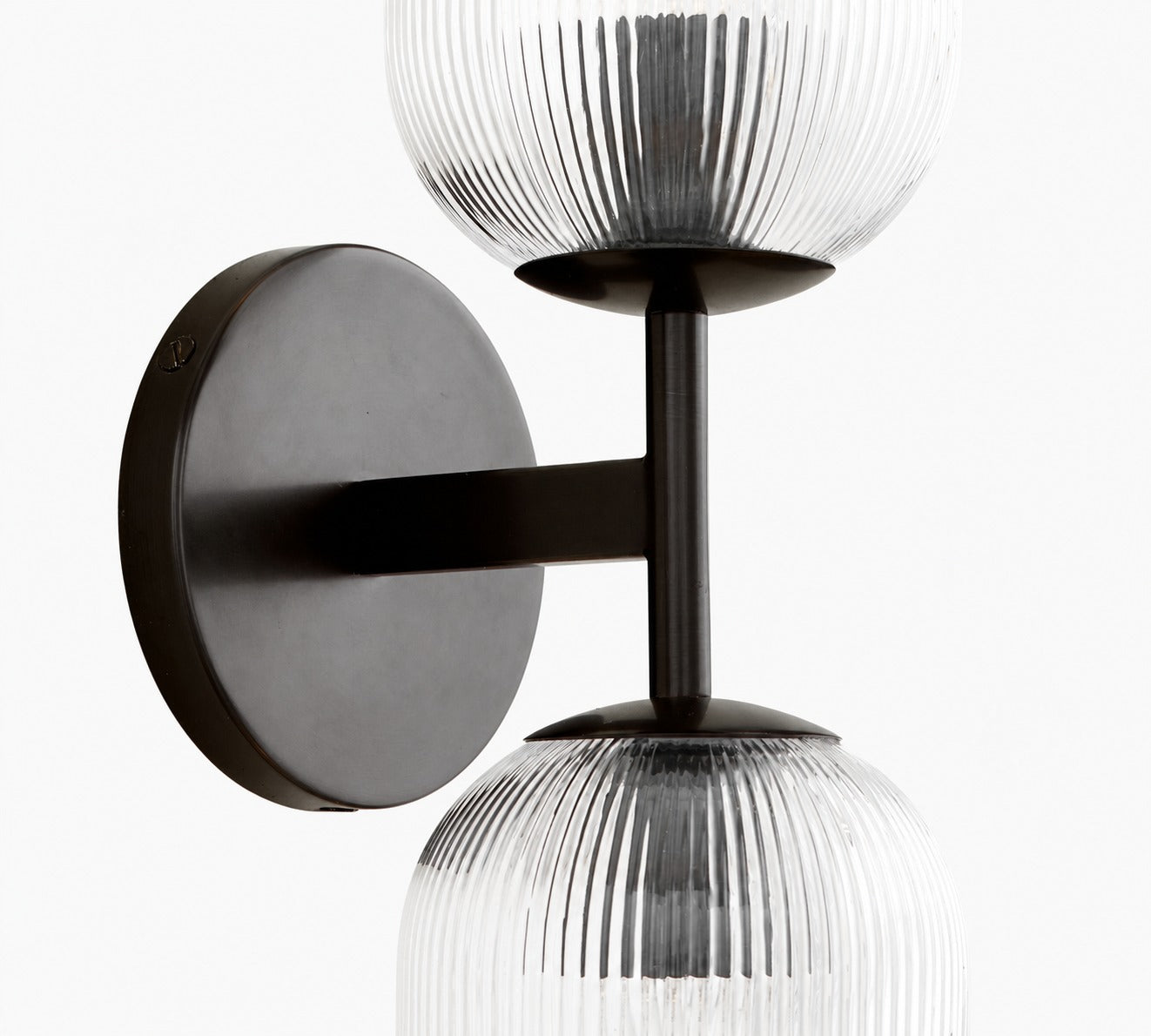 Bravira Ribbed Glass Sconce - Metal Wall Light with Clear Glass Shade