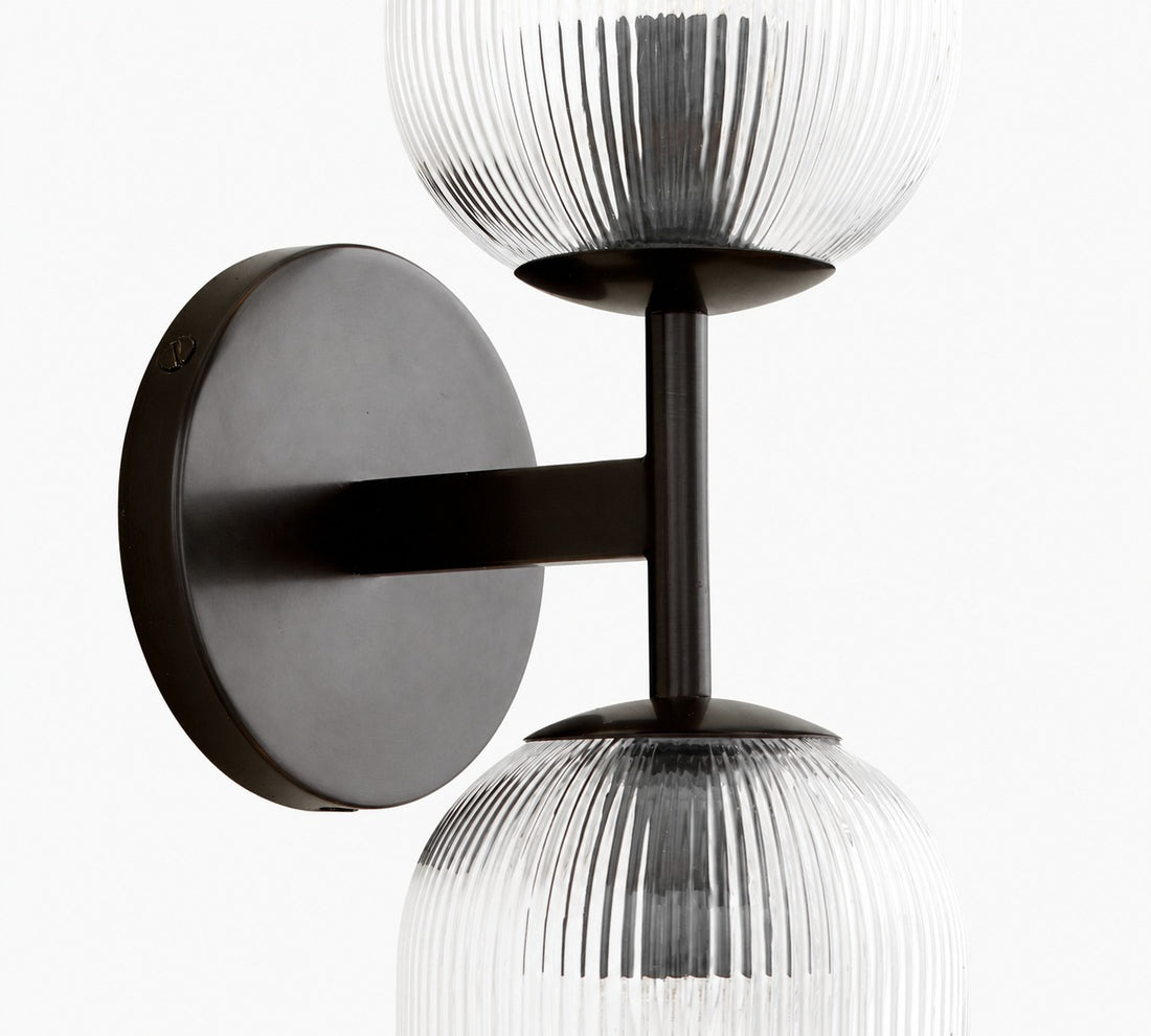 Bravira Ribbed Glass Sconce - Metal Wall Light with Clear Glass Shade