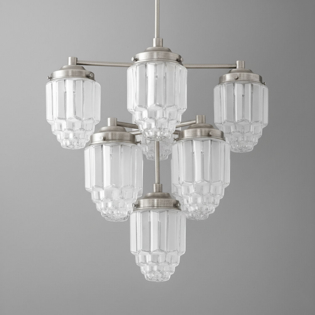 Tierlux Glass Textured Brass Chandelier – Timeless Lighting with Style