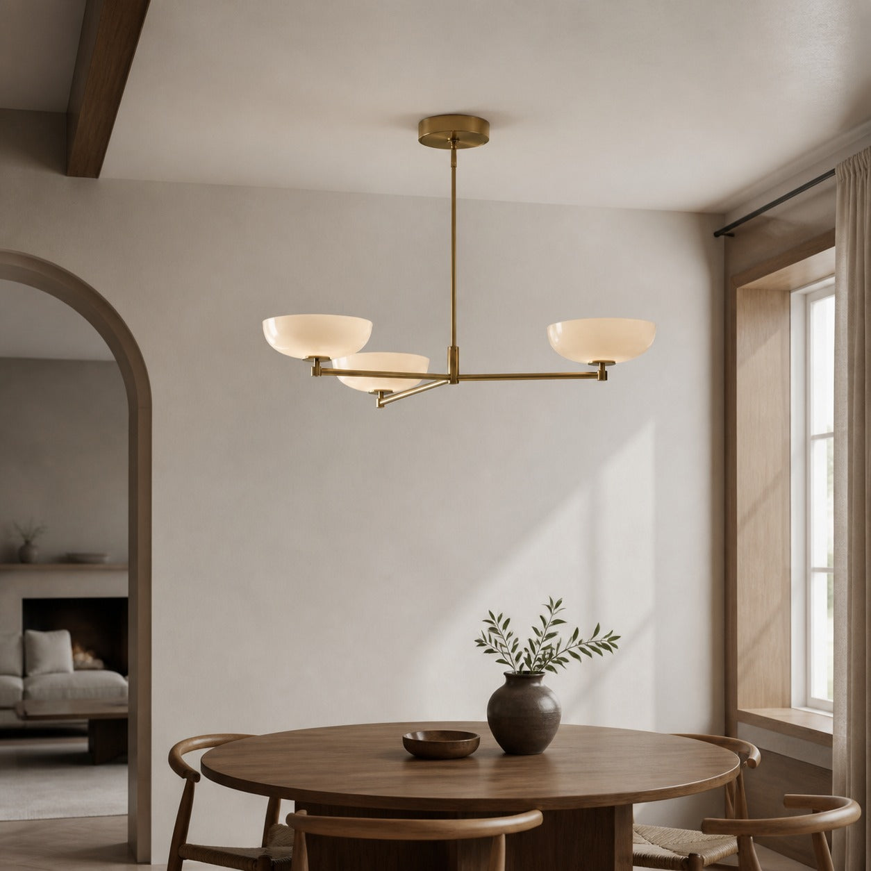 Vega Glass Mid-Century Modern Globe Chandelier with Glass Shades for Dining Room and Kitchen Island